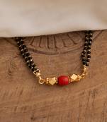  black beads double line mangalsutra 30" one gram gold