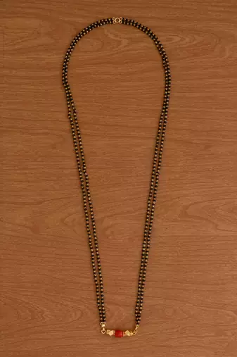  black beads double line mangalsutra 30" one gram gold