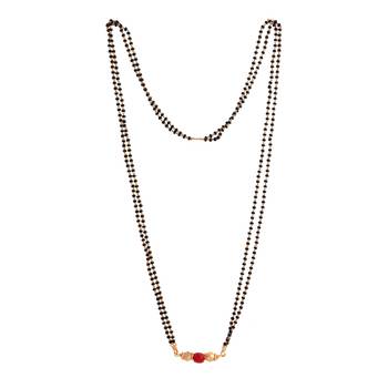  black beads double line mangalsutra 30" one gram gold 3