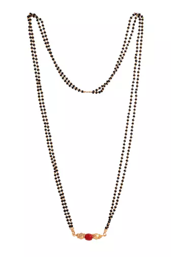  black beads double line mangalsutra 30" one gram gold