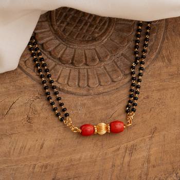  black beads double line mangalsutra 30" one gram gold 1