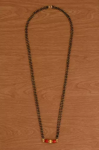  black beads double line mangalsutra 30" one gram gold