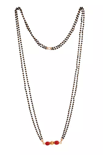  black beads double line mangalsutra 30" one gram gold