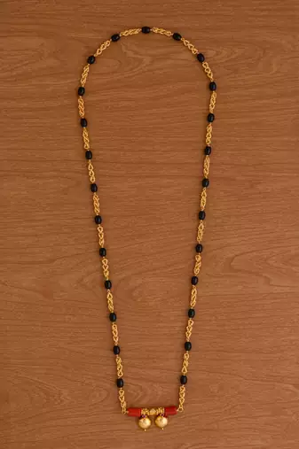  black beads and branhmamudi (1+3) mangalsutra 30" one gram gold