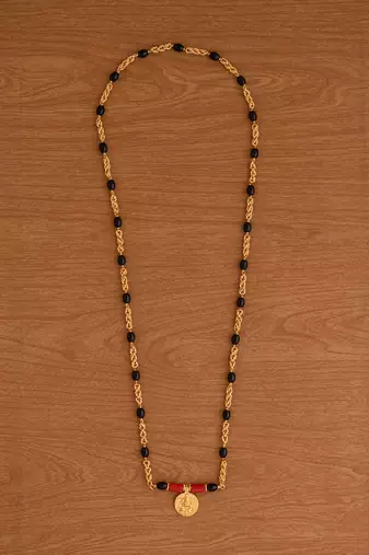 black beads and branhmamudi (1+3) mangalsutra 30" one gram gold