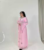 Pink Formal Embellished Kaftan Dress For Occasions