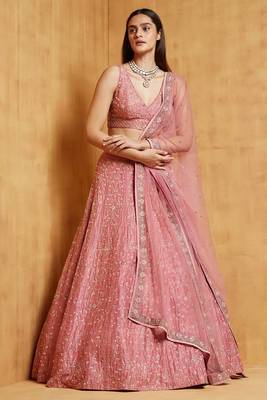 WOMEN'S BABY PINK MALAI SILK SATIN EMBROIDERED BEAUTIFUL PARTY WEAR LEHENGA CHOLI 1