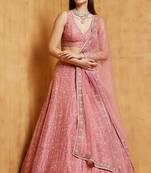 WOMEN'S BABY PINK MALAI SILK SATIN EMBROIDERED BEAUTIFUL PARTY WEAR LEHENGA CHOLI
