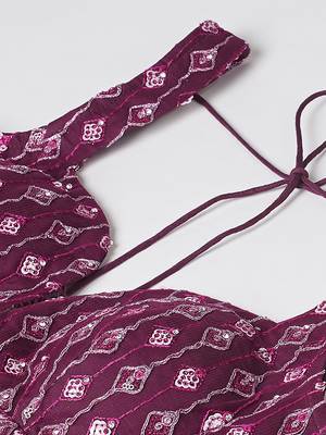 Burgundy Net heavy Sequinse embroidery Semi-Stitched Lehenga choli & Dupatta 6