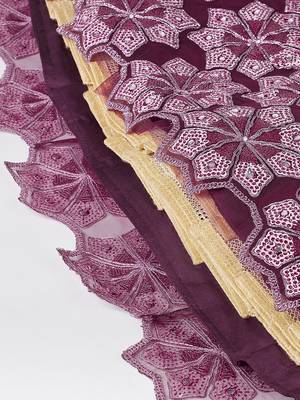 Burgundy Net heavy Sequinse embroidery Semi-Stitched Lehenga choli & Dupatta 7