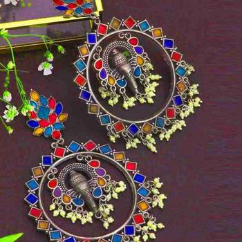 Enamel Ganesha Chandbali Earrings 1