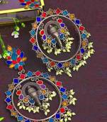 Enamel Ganesha Chandbali Earrings