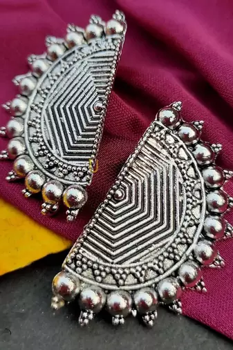 OXIDISED JHUMKI NECKLACE WITH EARRINGS