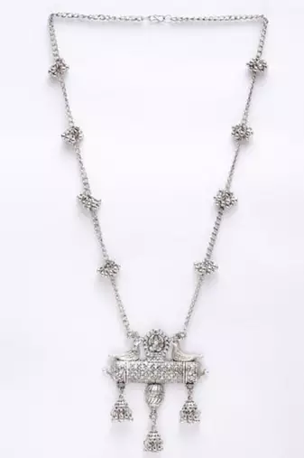 OXIDISED JHUMKI NECKLACE WITH EARRINGS