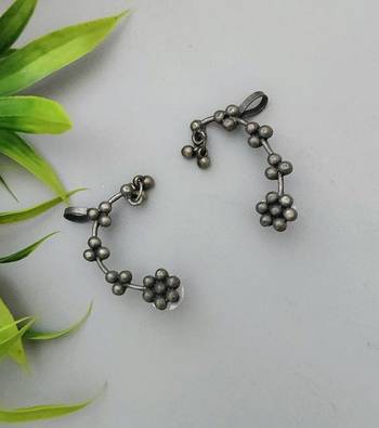 black polish silver hippie earring 1