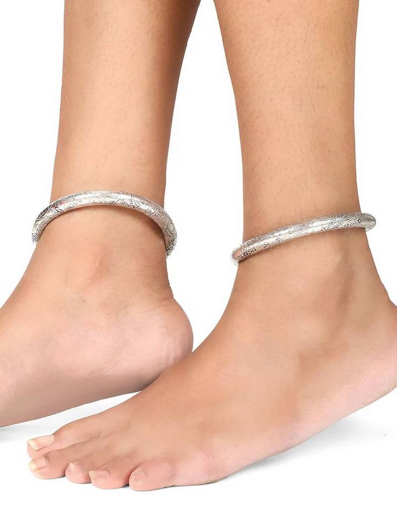 Silver Plated Tribal Anklet Kada
