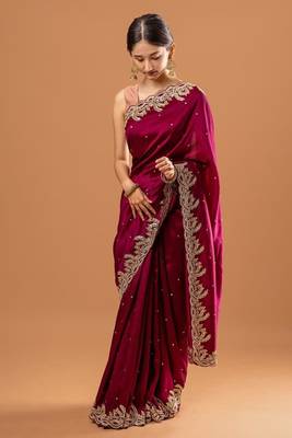 Red Colour Trending Most Demanded Heavy Rangoli Silk Embroidery Work Saree With Blouse 1