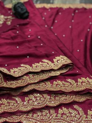 Red Colour Trending Most Demanded Heavy Rangoli Silk Embroidery Work Saree With Blouse 5