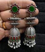 Oxidised Long Meena Jhumka Earrings