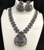 German silver necklace set, oxidized necklace set, boho hippie, tribal jewellery, ethnic jewellery