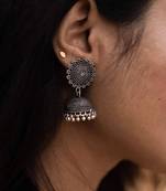 Silver Oxidised Black Jhumka Earrings