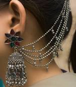 Enamel Painted Long Jhumka With Side Chain