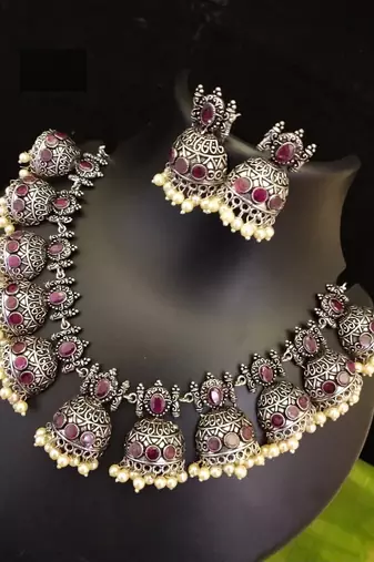 Jhumki Stone Necklace