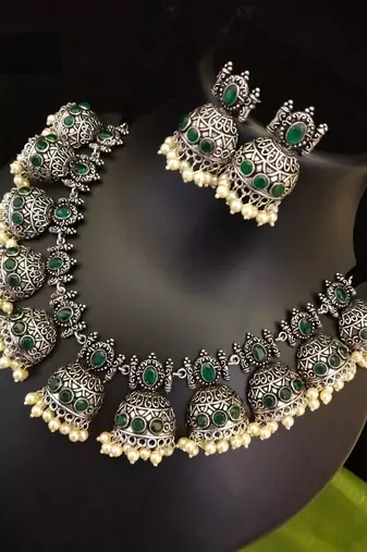 Jhumki Stone Necklace
