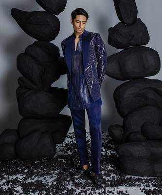 Twilight blue indian jacket set 1