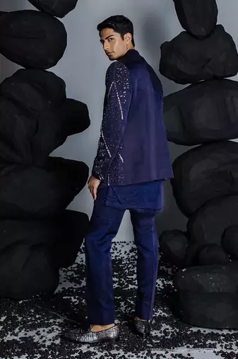 Twilight blue indian jacket set