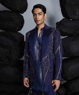 Twilight blue indian jacket set 3