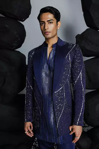 Twilight blue indian jacket set