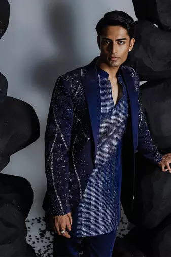 Twilight blue indian jacket set