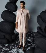 Pale pink illusion kurta shrug set