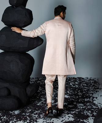 Pale pink illusion kurta shrug set 5