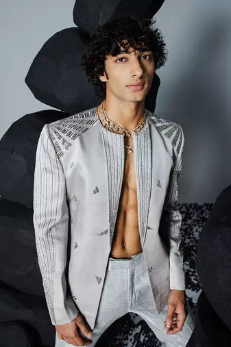 Grey chrome jacket set