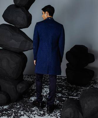 Blue sapphire open sherwani set 4