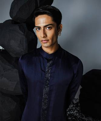Blue sapphire open sherwani set 5