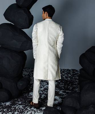 Ivory eternal sleeveless sherwani set 4