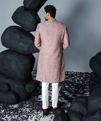 Mauve soft stone sherwani set 4