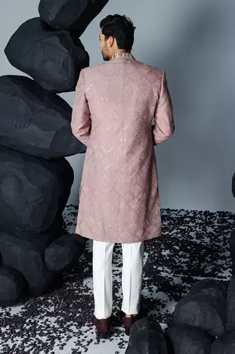 Mauve soft stone sherwani set