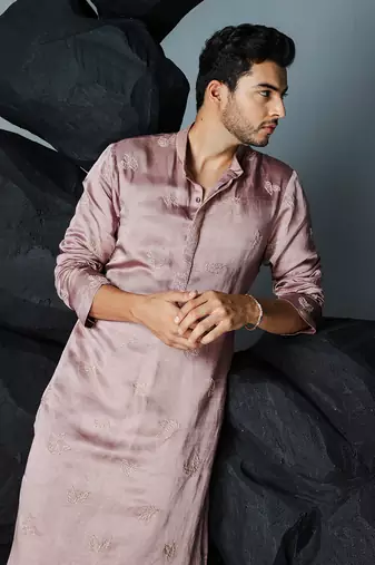Mauve leaf kurta set