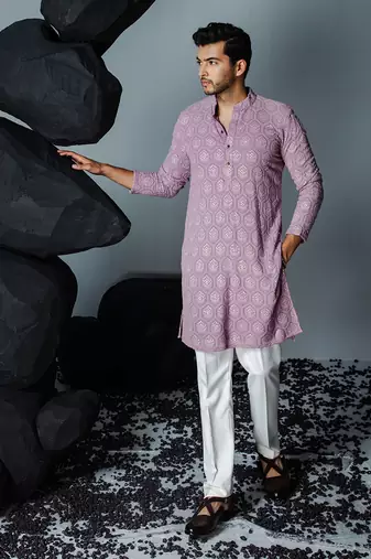 Lavender chaand bali kurta set