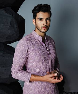 Lavender chaand bali kurta set 4