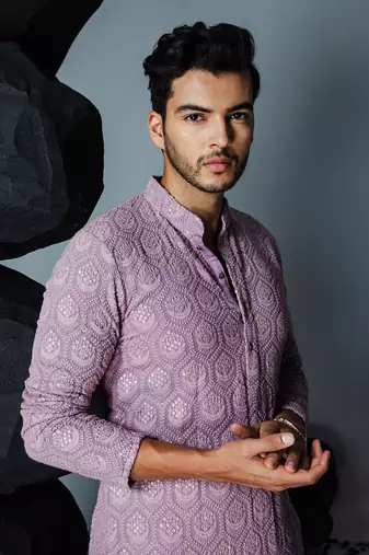 Lavender chaand bali kurta set