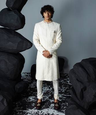 Ivory mirza sherwani set 1