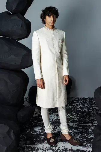 Ivory mirza sherwani set