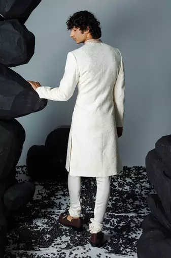 Ivory mirza sherwani set