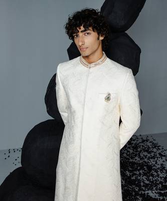 Ivory mirza sherwani set 4