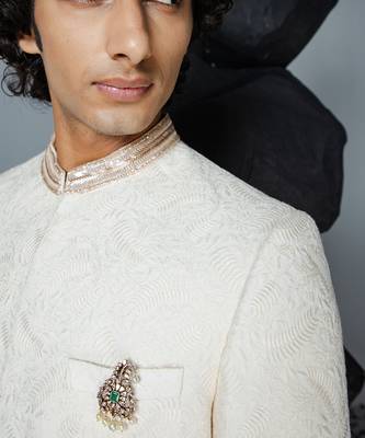 Ivory mirza sherwani set 5